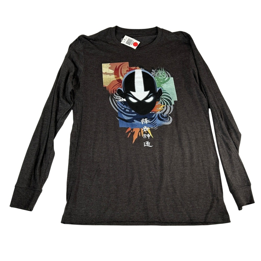 Avatar The Last Airbender Mens Long Sleeve Graphic Tee Dark Gray Medium NEW